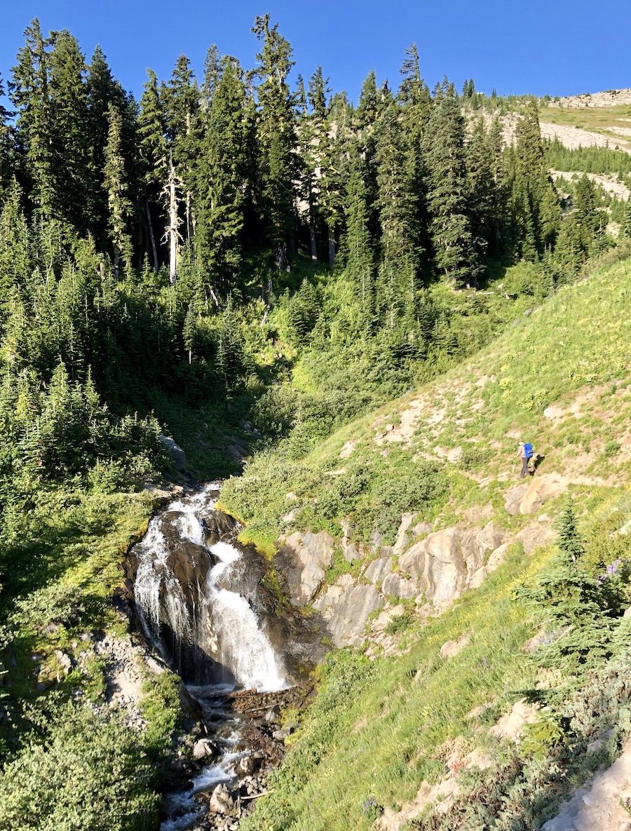 Mount Hood Timberline Trail - Hiking Across a Waterfall on the East Side
