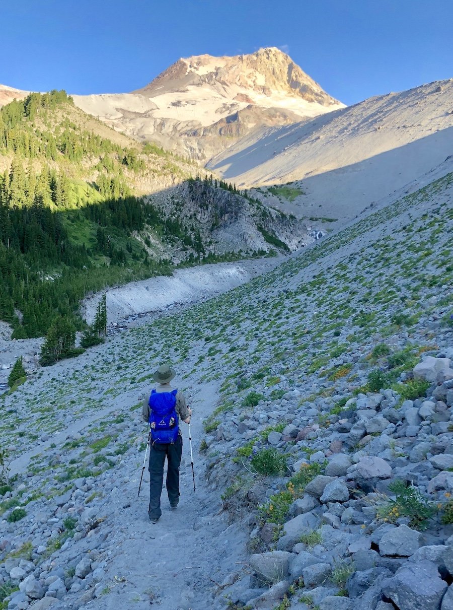 Mount Hood Timberline Trail - Morning Sun Creeping up the Mountain on the East Side