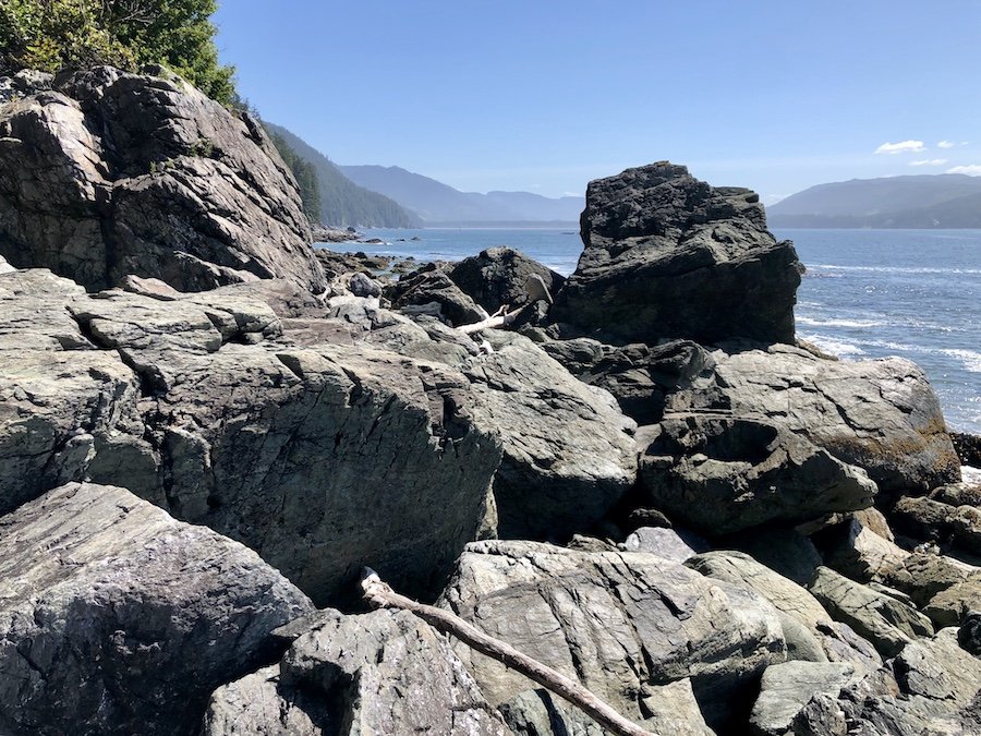 The boulder section of the beach route from Owen Point to Thrasher Cove, West Coast Trail