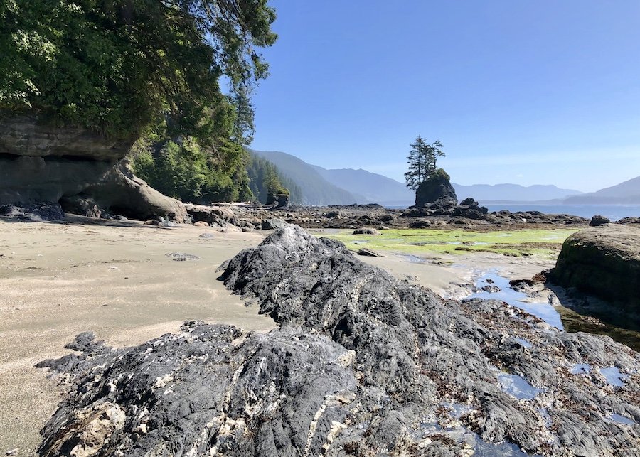 The start of the boulder section of the beach route from Owen Point to Thrasher Cove, West Coast Trail