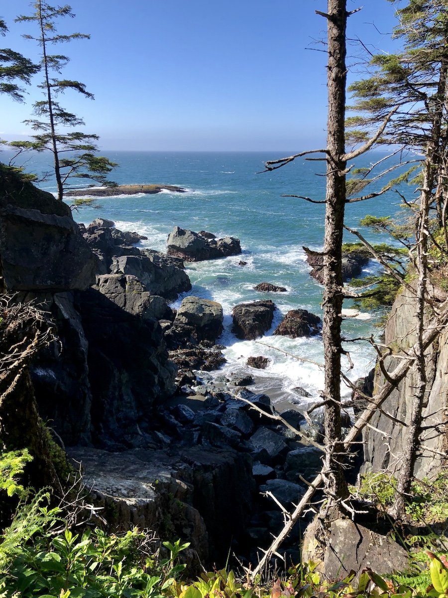 Coastal view on the cliffs between Tsuquadra Point and Nitnaht Narrows on the West Coast Trail