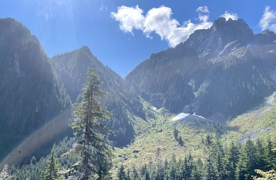 First mountain view on the Golden Ears Trail