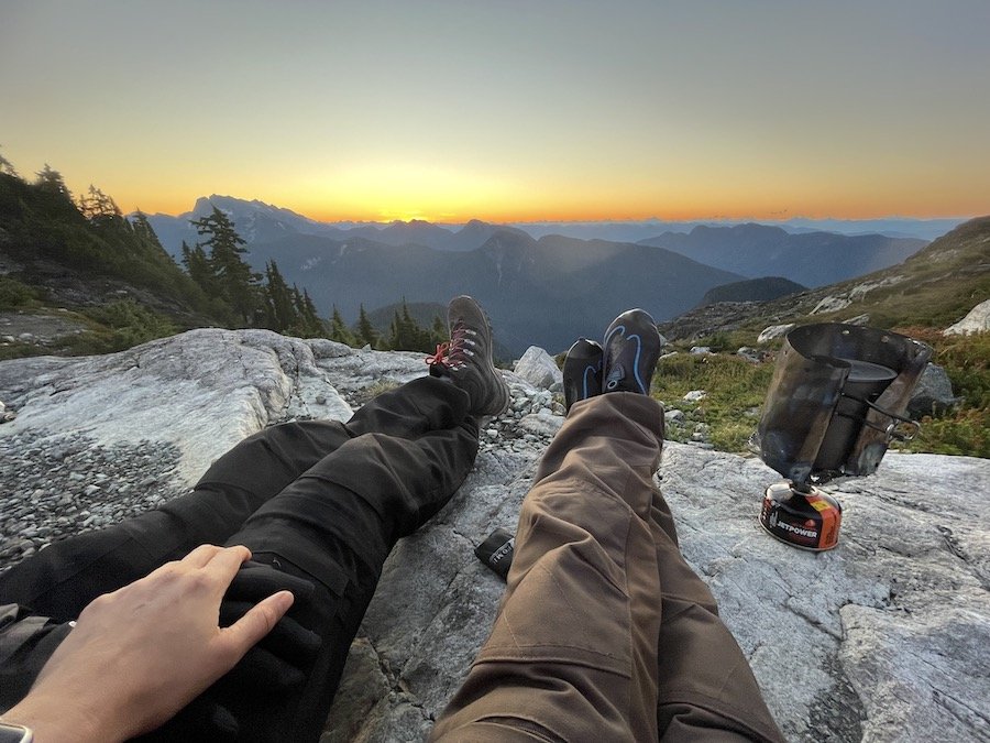 Enjoying sunrise on Panorama Ridge Golden Ears Provincial Park