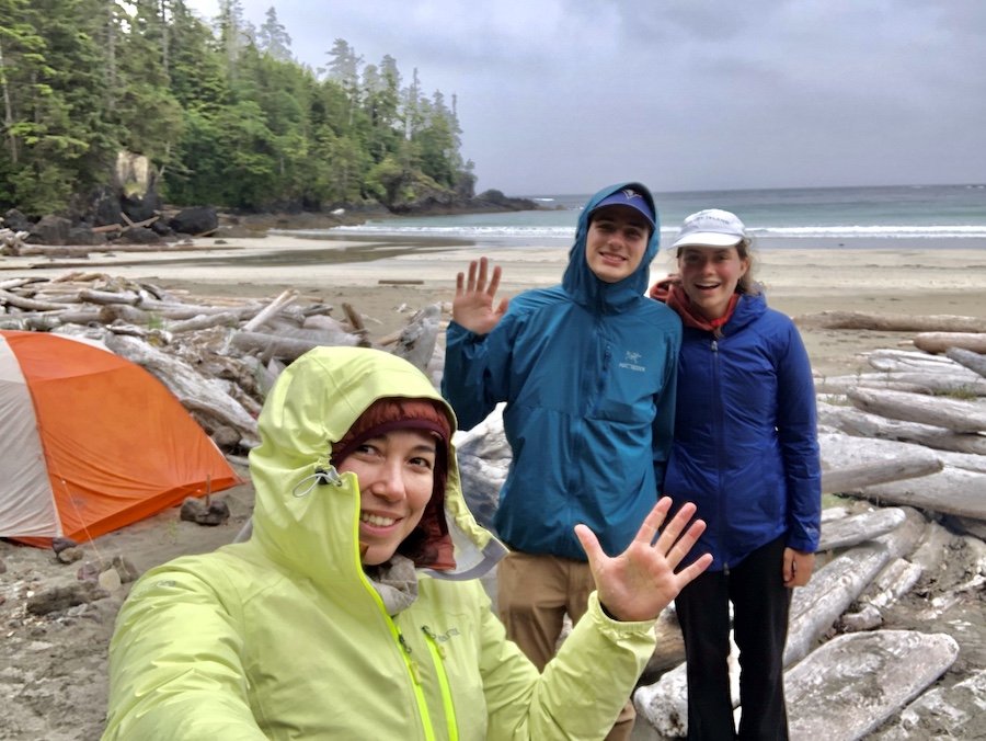 Sharing campfire and stories with Jason, Anya and Tessa (not shown) at Guise Bay, Cape Scott Trail, Cape Scott Provincial Park