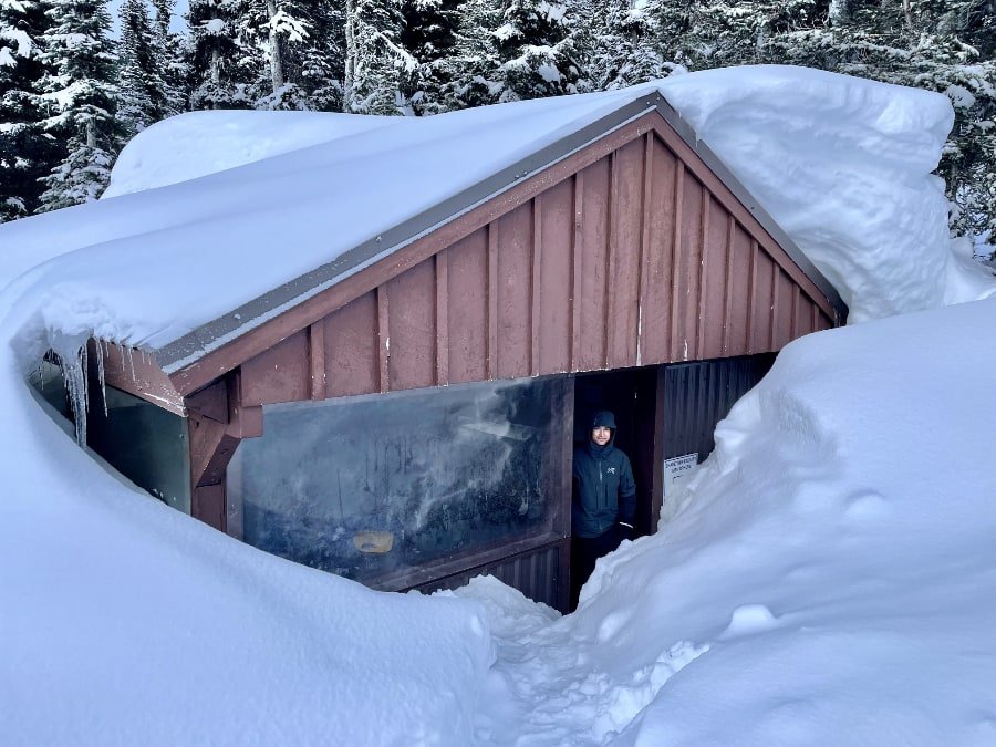 Garabaldi Lake Cooking Shelter Covered in Snow