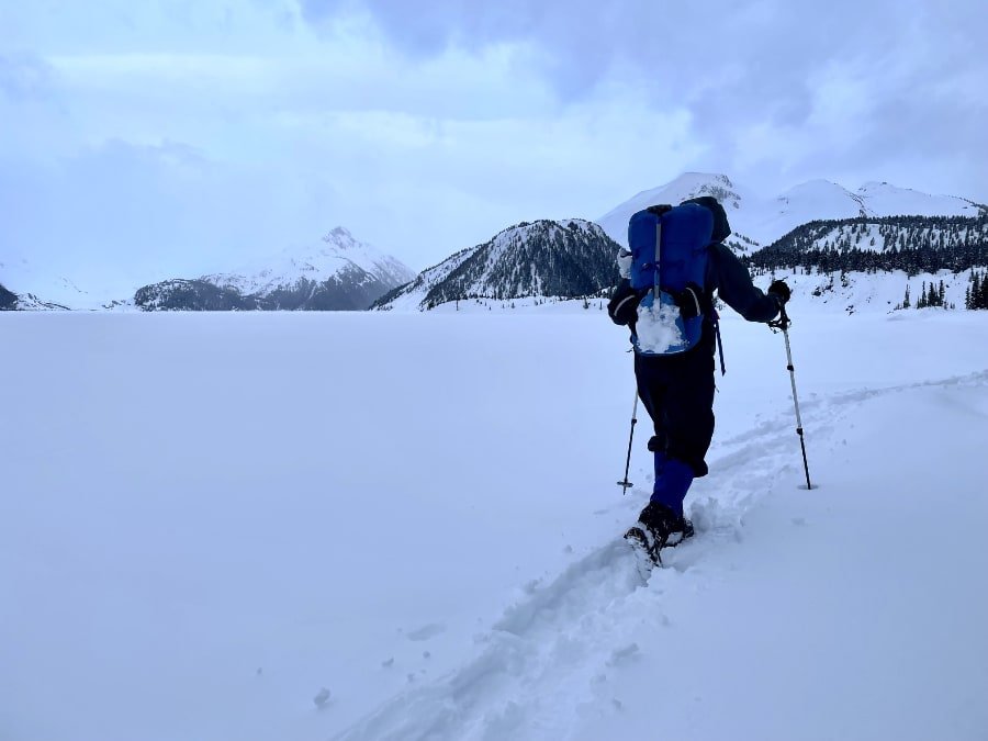 Arrival at Garabaldi Lake, Winter Hike, Garabaldi Provincial Park
